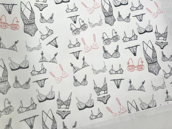 Lingerie Wrapping Paper Minimalist Wedding Day Bridal Shower Gift Wrap Anniversary Friend Paper Wrap Engagement Black and White