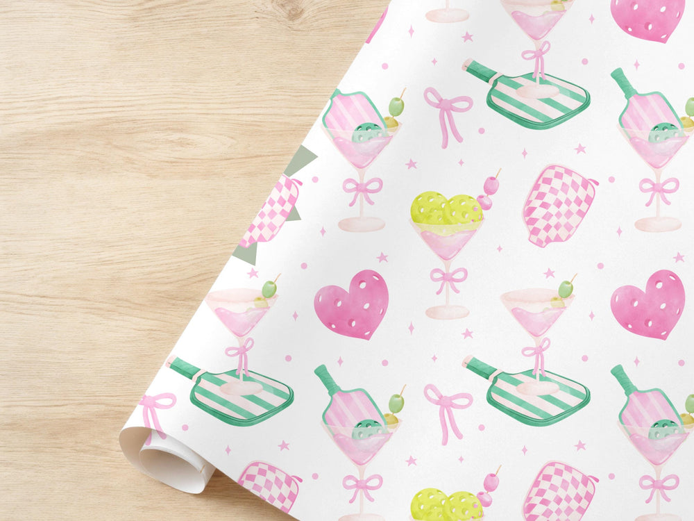 Pickleball Wrapping Paper Martini