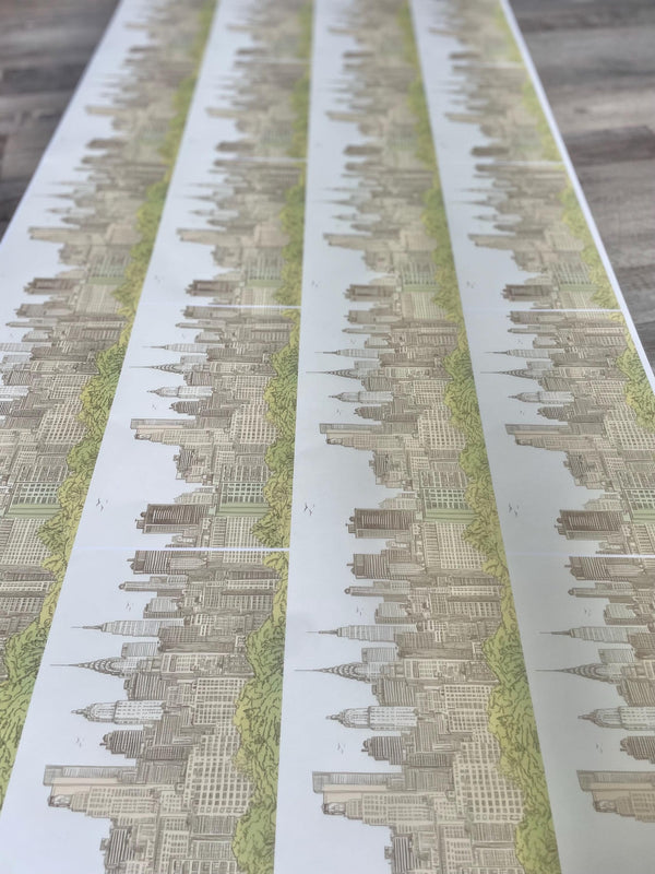 New York Wrapping Paper NYC Gift Wrap NY Drawing Outline Gift Move to NYC Wedding Skyline Gift Wrap Manhattan Paper Brooklyn