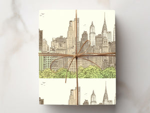 New York Wrapping Paper NYC Gift Wrap NY Drawing Outline Gift Move to NYC Wedding Skyline Gift Wrap Manhattan Paper Brooklyn