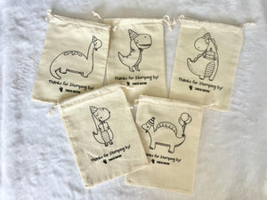 Custom Dinosaur Theme Party Favor Bag Stomping By Birthday Coloring Eco Friendly Drawstring Craft Kit for Kid Personalized Name Toddler