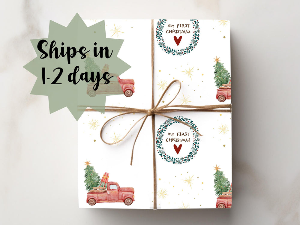 My First Christmas Wrapping Paper New Baby Gift Wrap Baby First Christmas Newborn Xmas Wrapping Paper Keepsake Paper Milestone Christmas