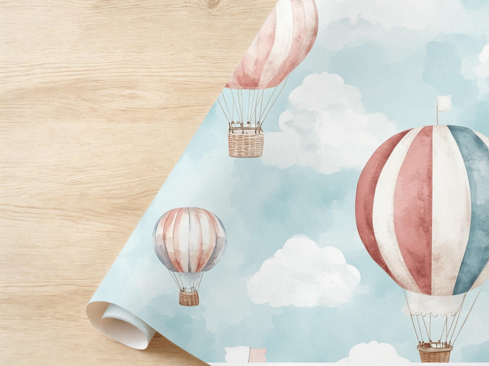 Whimsical Neutral Baby Shower Gift Rustic Surprise Baby Shower First Birthday Neutral Color Minimalist Classic Hot Air Balloon Brown Boho