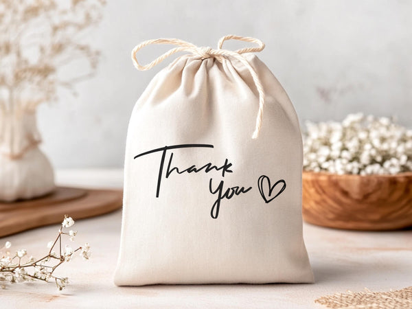 Thank You Favor Bag Drawstring Gift idea Birthday Favor Wedding Gift Teacher Gift Co-Worker Gift Employee Gift Bridesmaid Favor Kit Canvas