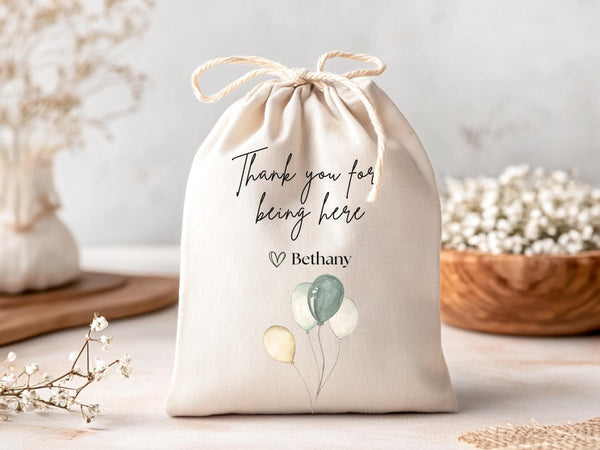 Personalized Baby Shower Favor Ideas Thank You for Making my Party Sweet Love Gift Whimsical Favor Bag Drawstring Canvas Bulk Custom Name