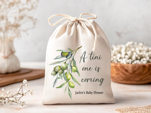Personalized Baby Shower Favor Idea A Tini One is Coming Theme Olive Branch Custom Mom and Dad Name idea Watercolor Illustration 5x7
