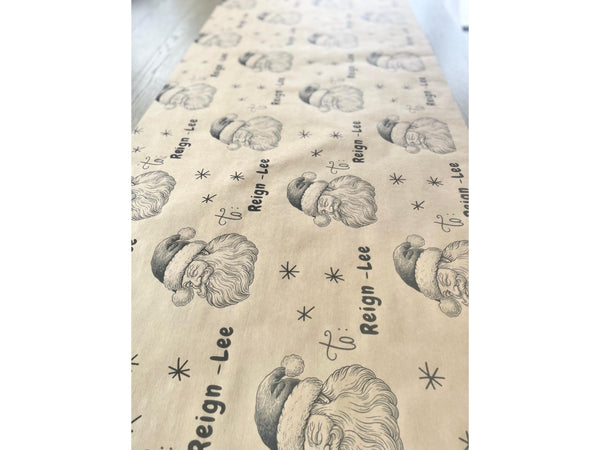 Personalized Name From Santa Clause Wrapping Paper Kraft Unique Christmas Gift Wrap for Kids From the North Pole Recycled Secret Santa