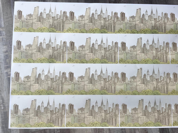 New York Wrapping Paper NYC Gift Wrap NY Drawing Outline Gift Move to NYC Wedding Skyline Gift Wrap Manhattan Paper Brooklyn