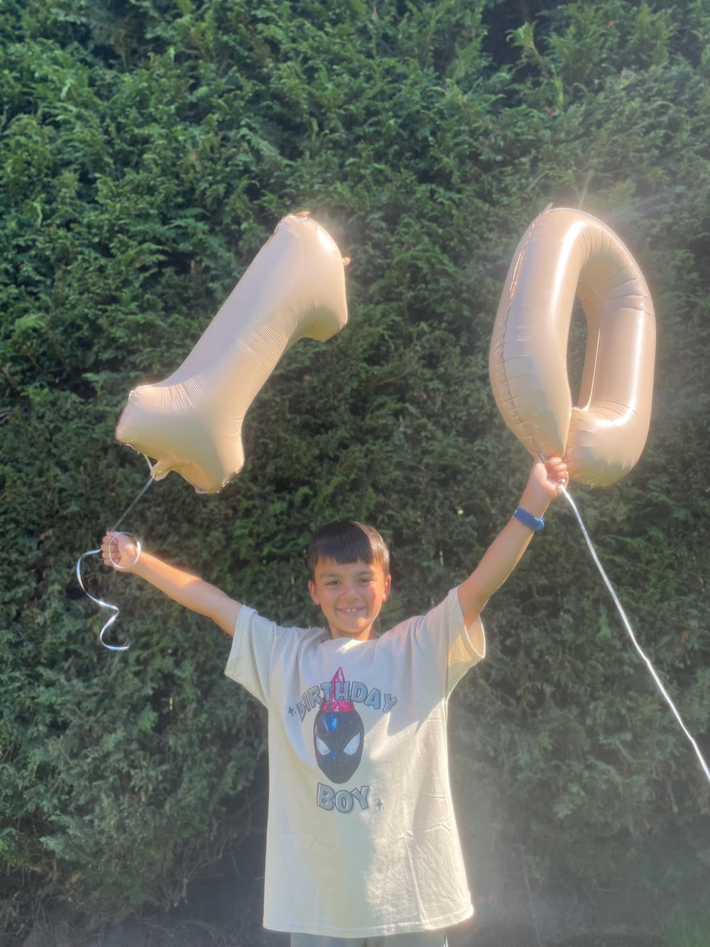 Beige Large 10 Year Old Balloon Birthday Tan Balloons Jumbo Boho Bday Mylar Minimalist Party Decor 30" Photoshoot Prop Cream Double Digits