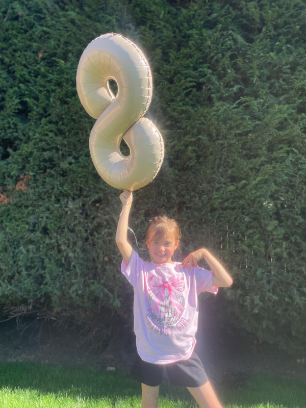 Beige Large 8 Year Old Balloon Birthday Tan Balloons Jumbo Boho Bday Mylar Minimalist Decor 30" Photoshoot Prop Cream Any Number Balloon