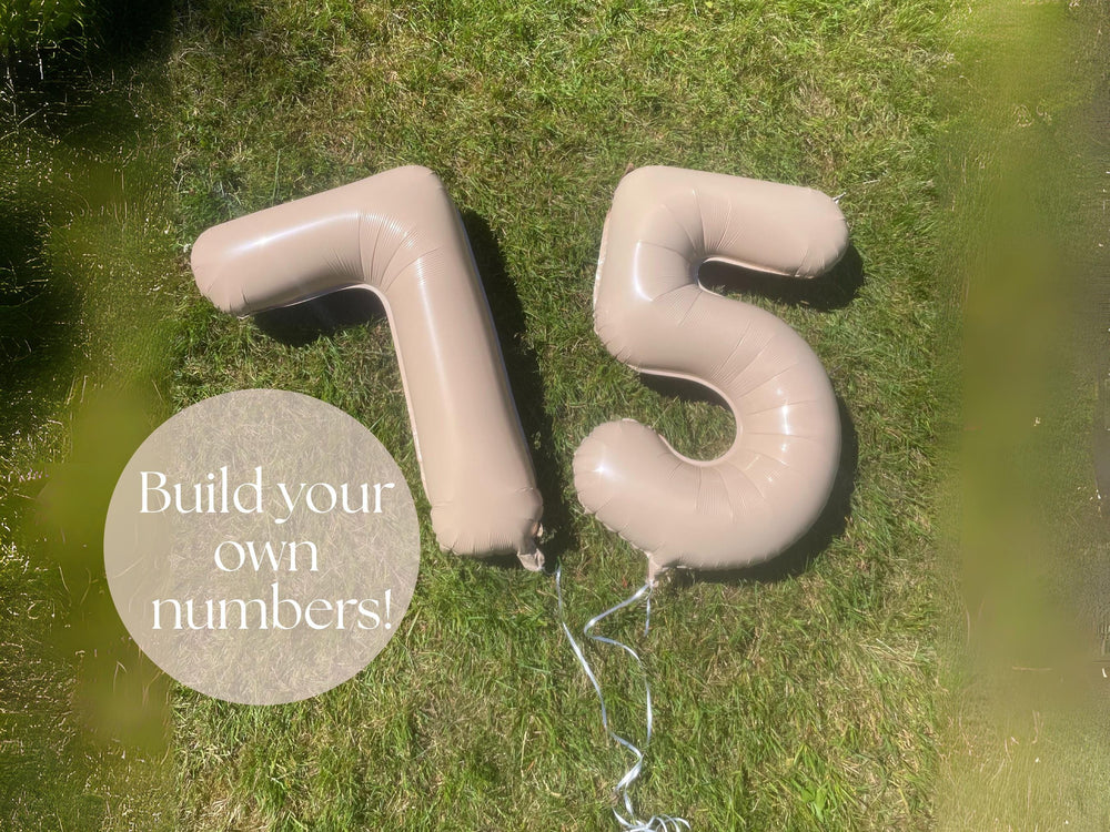 Beige Number Balloon Large Mylar Birthday Balloon Anniversary Decor Retirement Jumbo Boho Bday Party Decor Outdoor 34" Photoshoot Milestone