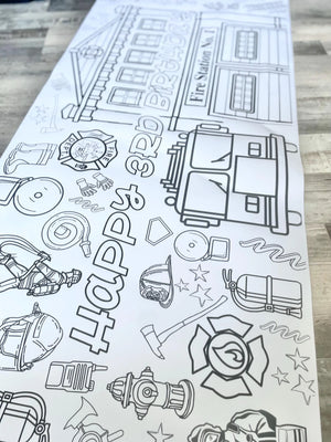 Coloring Banner Firefighter Personalized Birthday
