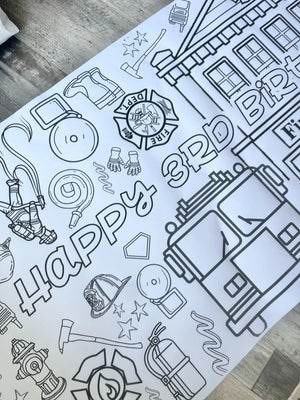 Coloring Banner Firefighter Personalized Birthday