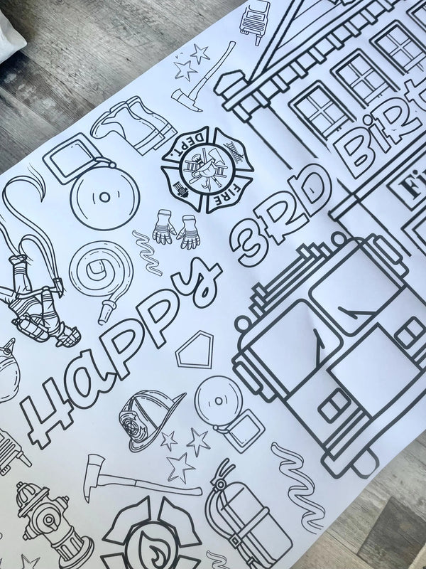 Coloring Banner Firefighter Personalized Birthday