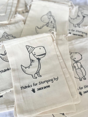 Custom Dinosaur Theme Party Favor Bag Stomping By Birthday Coloring Eco Friendly Drawstring Craft Kit for Kid Personalized Name Toddler