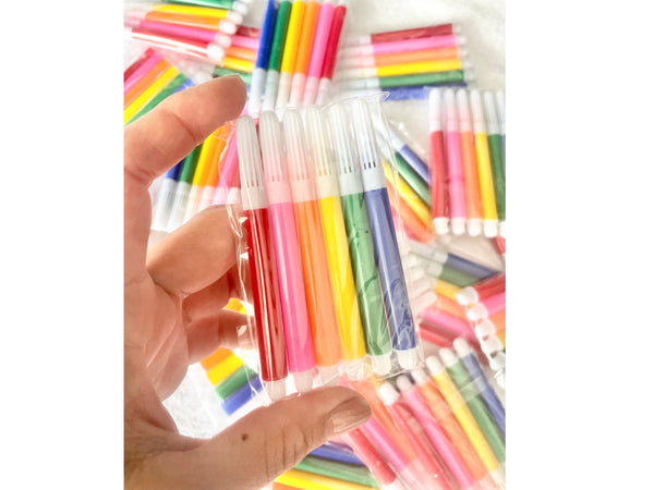 6-pack Marker Kit Favor for Goodie Bag Wedding Favor Kid Birthday Party Toddler Art Craft Teacher Gift Preschool Classroom Children Bulk