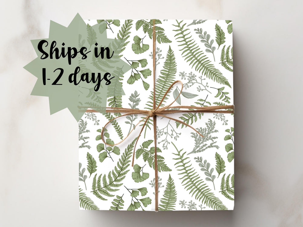 Forest Green Wrapping Paper Roll Fern Nature Wilderness Paper Greenery Gift Wrap Gloss Finish Birthday Party Wedding Bridal Shower WorkParty