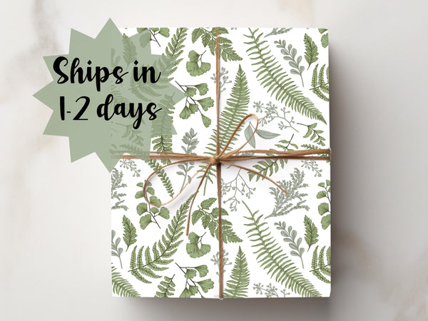 Forest Green Wrapping Paper Roll Fern Nature Wilderness Paper Greenery Gift Wrap Gloss Finish Birthday Party Wedding Bridal Shower WorkParty
