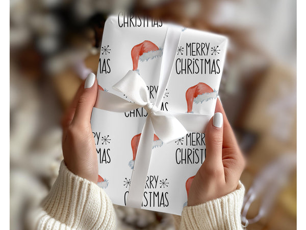 Merry Christmas Wrapping Paper Santa Gift Wrap 2025 Rae Dunn Inspired Kid Wrapping Paper Retro Santa Watercolor Festive Fun Holiday GiftWrap