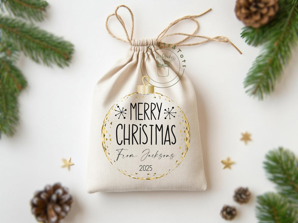 Christmas Favor Bag Drawstring Custom Last Name Neighbor Gift Teacher Christmas Goodie Bag Favor Birthday Party 2025 treat Bag Eco Friendly