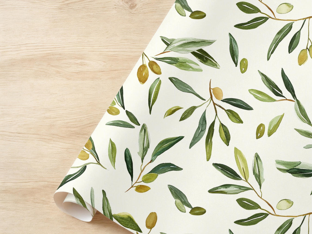 Olive Branch Wrapping Paper Whimsical Baby Shower Olive You Theme Wedding Paper Fruit Gift Wrap Greenery Nature Food Leaves Anniversary