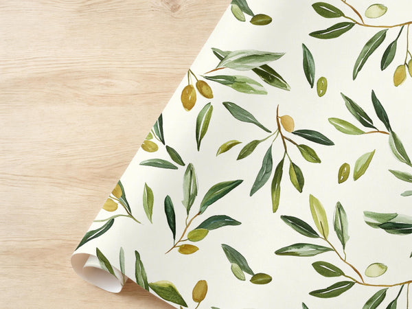 Olive Branch Wrapping Paper Whimsical Baby Shower Olive You Theme Wedding Paper Fruit Gift Wrap Greenery Nature Food Leaves Anniversary