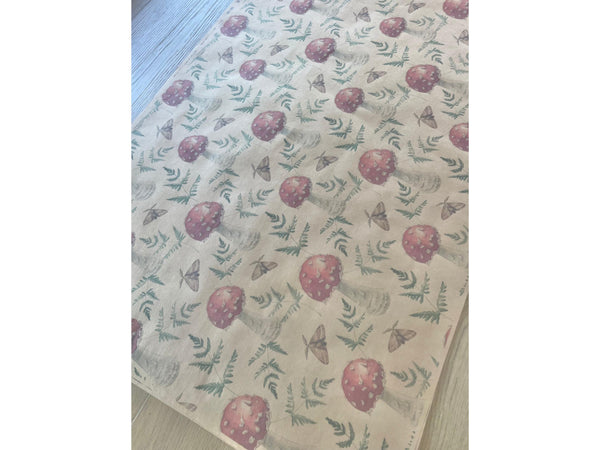 Red Mushroom Kraft Paper Fern Gift Wrap Nature Greenery Wrapping Paper Recycled Floral Birthday Gift Event Natural Kid Safe Rustic Party