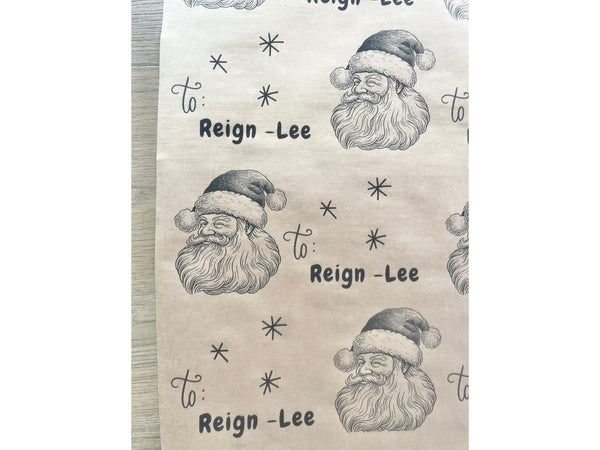 Personalized Name From Santa Clause Wrapping Paper Kraft Unique Christmas Gift Wrap for Kids From the North Pole Recycled Secret Santa