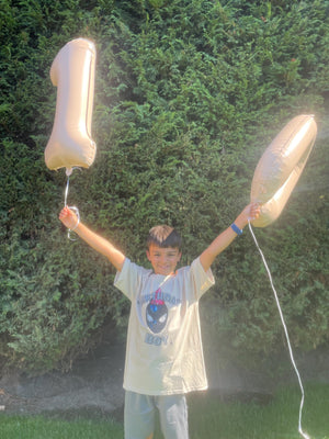 Beige Number Balloon Large Mylar Birthday Balloon Anniversary Decor Retirement Jumbo Boho Bday Party Decor Outdoor 34" Photoshoot Milestone