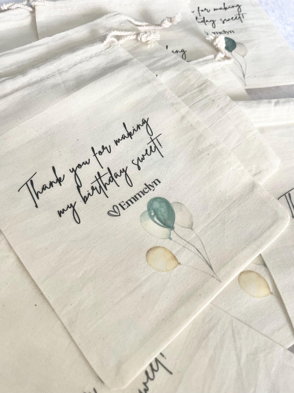 Personalized Baby Shower Favor Ideas Thank You for Showing Our Baby Love Gift Whimsical Favor Bag Drawstring Canvas Bulk Custom Name