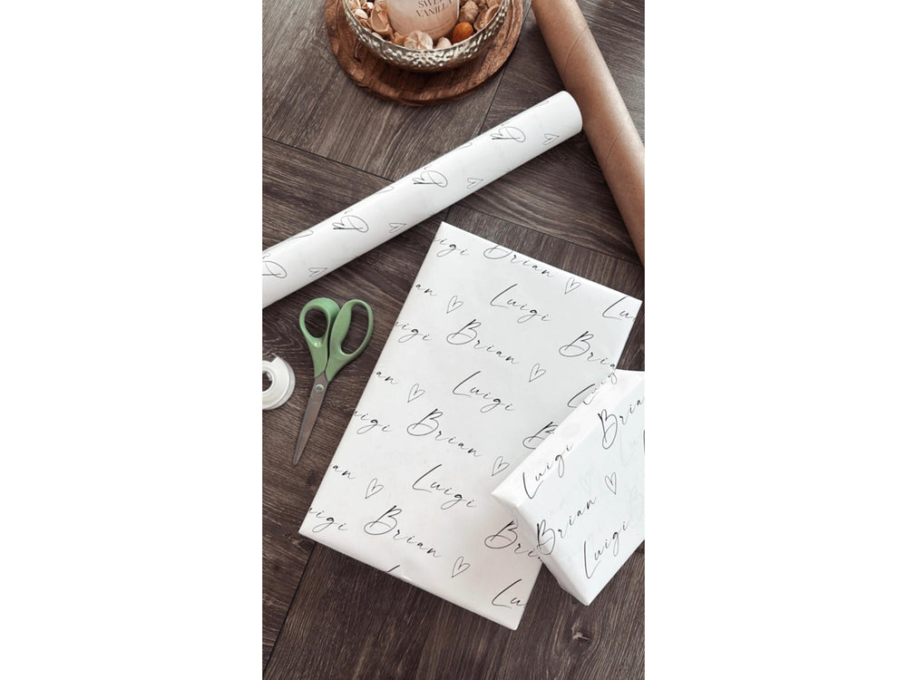 Personalize Couple Name Wrapping Paper Bride and Groom Bridal Shower Gift Wrap Custom Wrapping Paper Elegant Romantic Just Married Unique