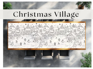 Large Christmas Theme Village Whimsical Coloring Banner