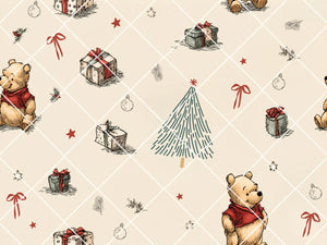 Merry Christmas Vintage Pooh Bear Wrapping Paper