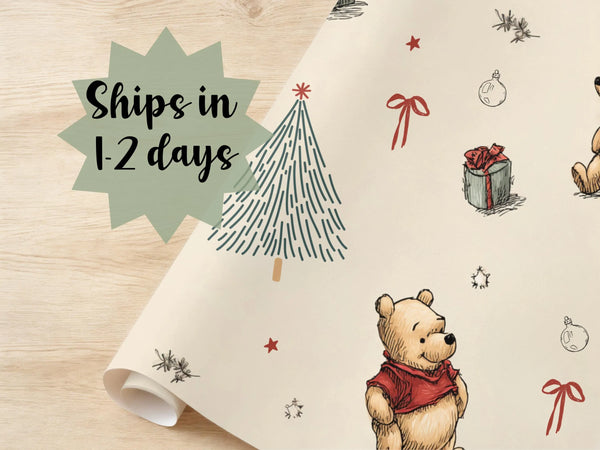 Merry Christmas Vintage Pooh Bear Wrapping Paper