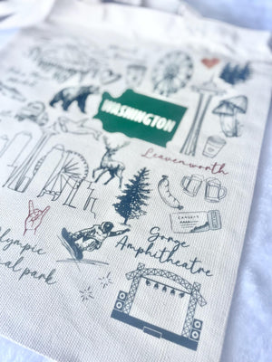 Organic Washington State Tote Bag – Eco-Friendly Seattle Gift & Market Bag