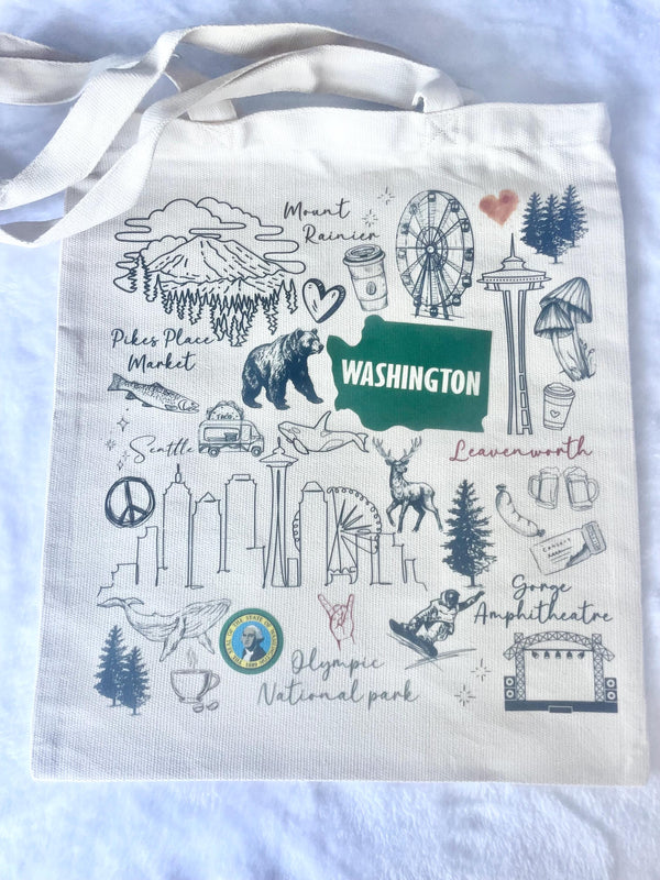 Organic Washington State Tote Bag – Eco-Friendly Seattle Gift & Market Bag