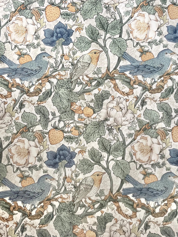 Whimsical Fruit Pattern Bird Wrapping Paper