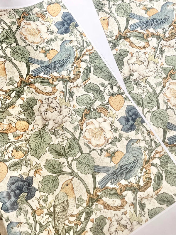 Whimsical Fruit Pattern Bird Wrapping Paper