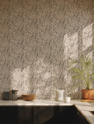 Botanical Leaf Wallpaper Modern Olive