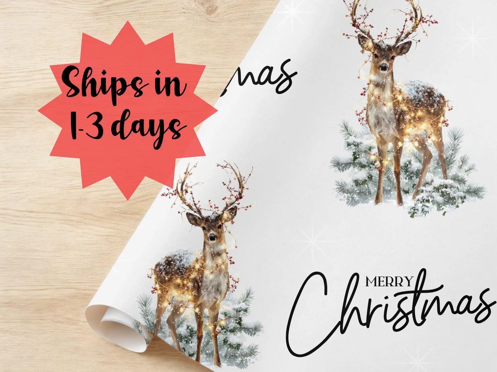 Deer Lights Whimsical Wrapping Paper