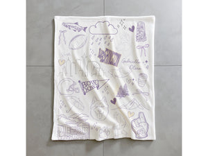 Custom Purple and Gold Plush Throw Blanket