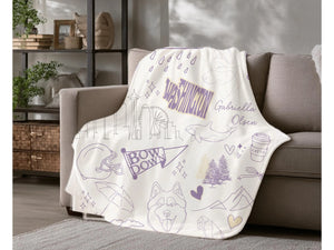 Custom Purple and Gold Plush Throw Blanket