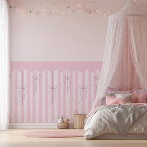 Adhesive Fabric Wallpaper Pink Coquette Bow