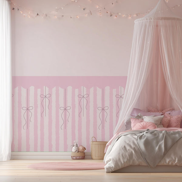 Adhesive Fabric Wallpaper Pink Coquette Bow