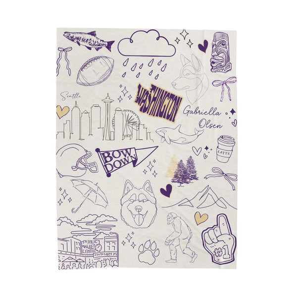 Custom Purple and Gold Plush Throw Blanket