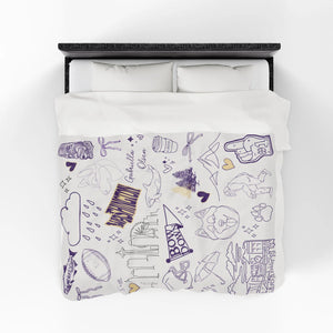 Custom Purple and Gold Plush Throw Blanket