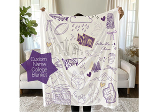 Custom Purple and Gold Plush Throw Blanket