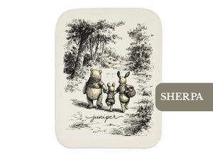 Storybook Forest Blanket Personalized Pooh Bear