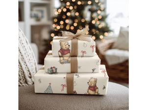 Merry Christmas Vintage Pooh Bear Wrapping Paper
