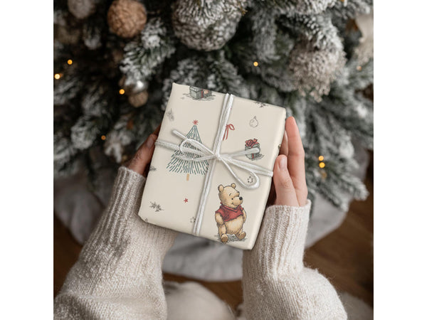 Merry Christmas Vintage Pooh Bear Wrapping Paper